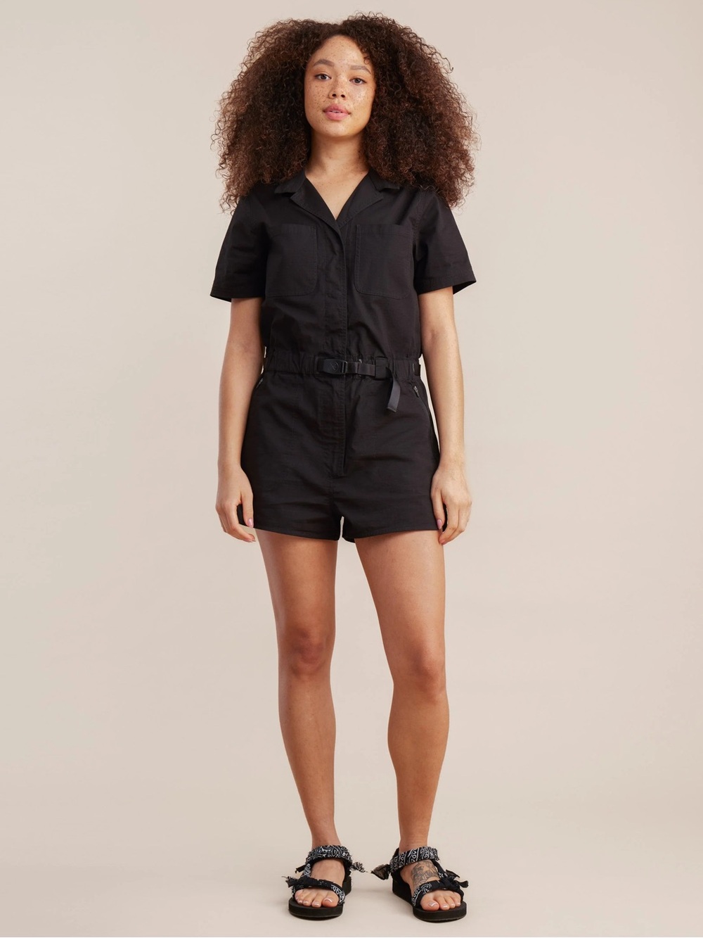 Roark Campover Ripstop Short Sleeve Outdoor Shorts Romper in Black Size XL